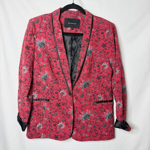 Women's Anthropologie Berenice Red & Black Floral Blazer Small